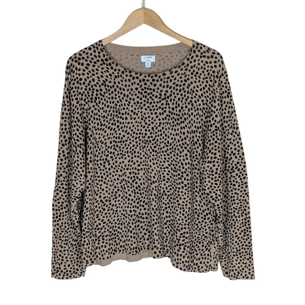 J. Crew Women's 3X Plus Size Pullover Cheetah Print Teddie Sweater Brown/Black